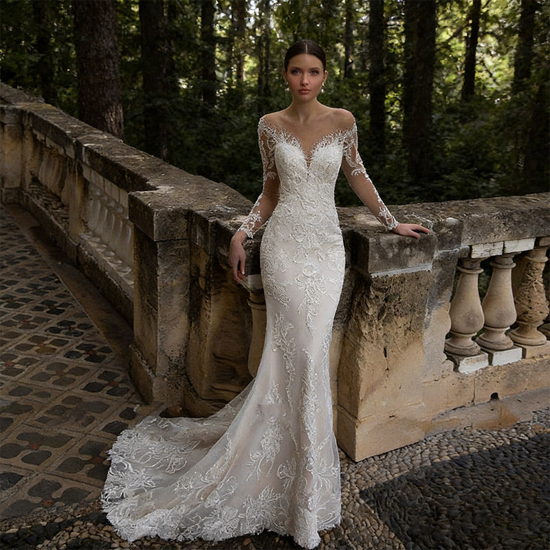 Minimalistisches Satin Brautkleid Meerjungfrau V-Ausschnitt Elegant Modernes Standesamt Hochzeitskleid 2-26W