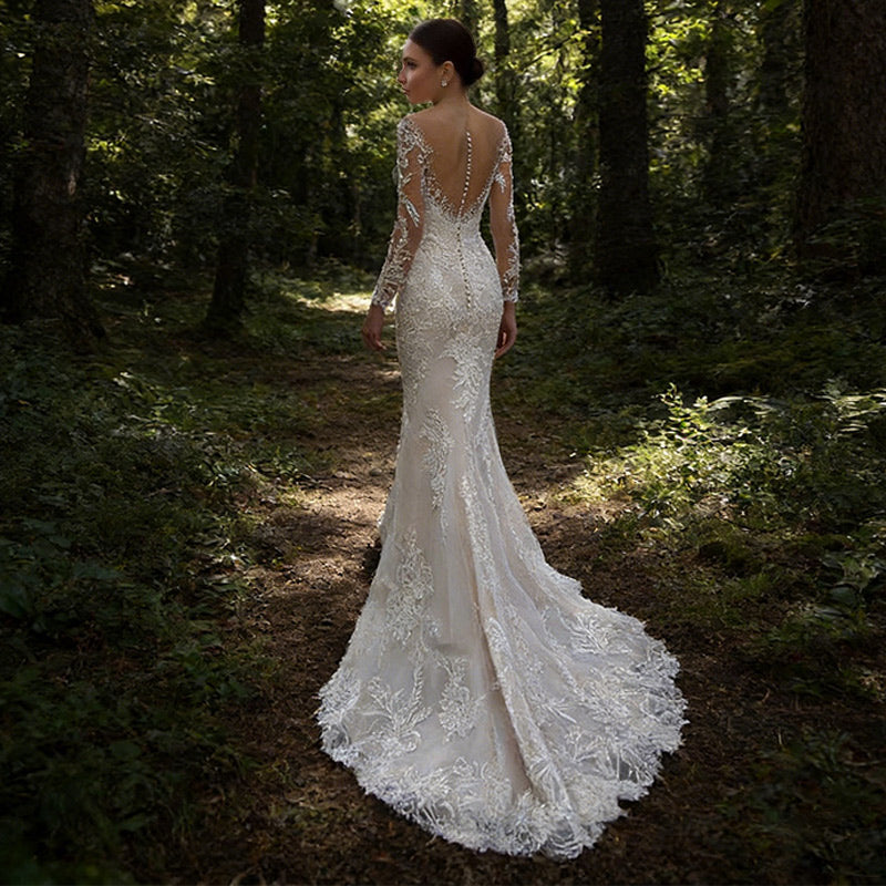 Minimalistisches Satin Brautkleid Meerjungfrau V-Ausschnitt Elegant Modernes Standesamt Hochzeitskleid 2-26W