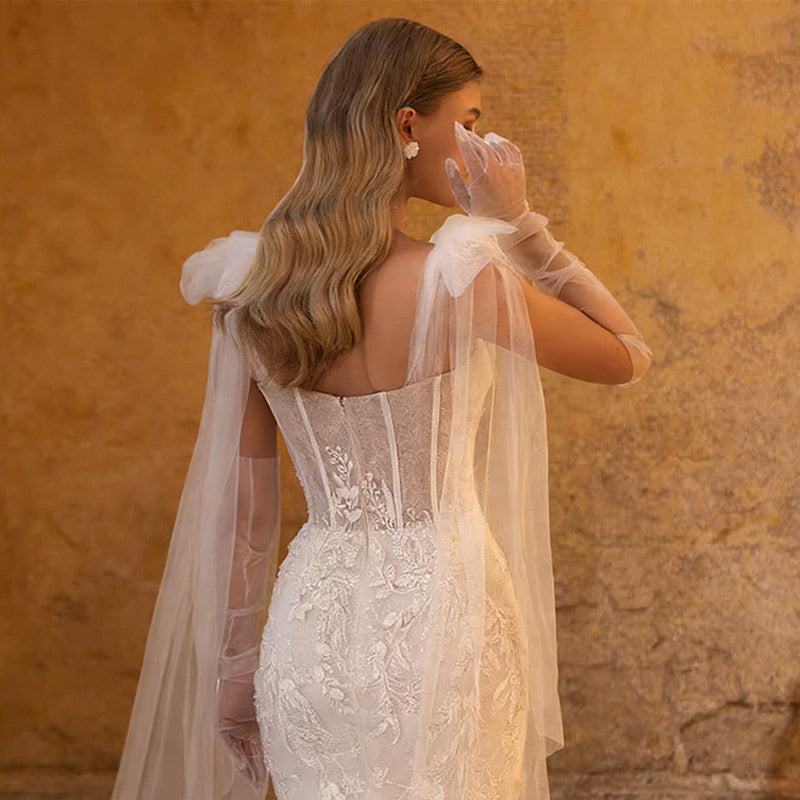 Luxus Prinzessin Brautkleid Glitzer Spitze Corsage Puffärmel Abnehmbar Hochzeitskleid Elegant Weiß 2-26W