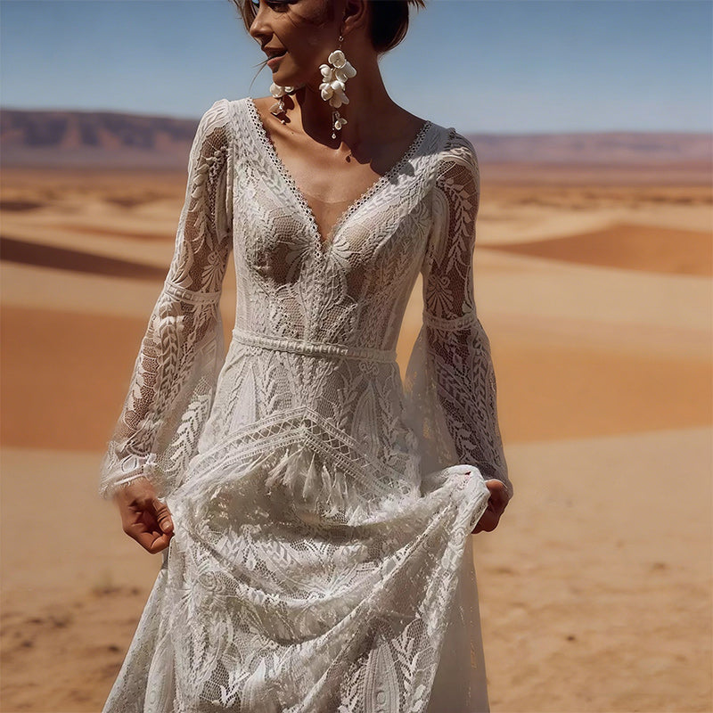 Modernes Brautkleid Rollkragen Satin Langarm Rückenfrei Schlicht Edel Standesamt 2-24W