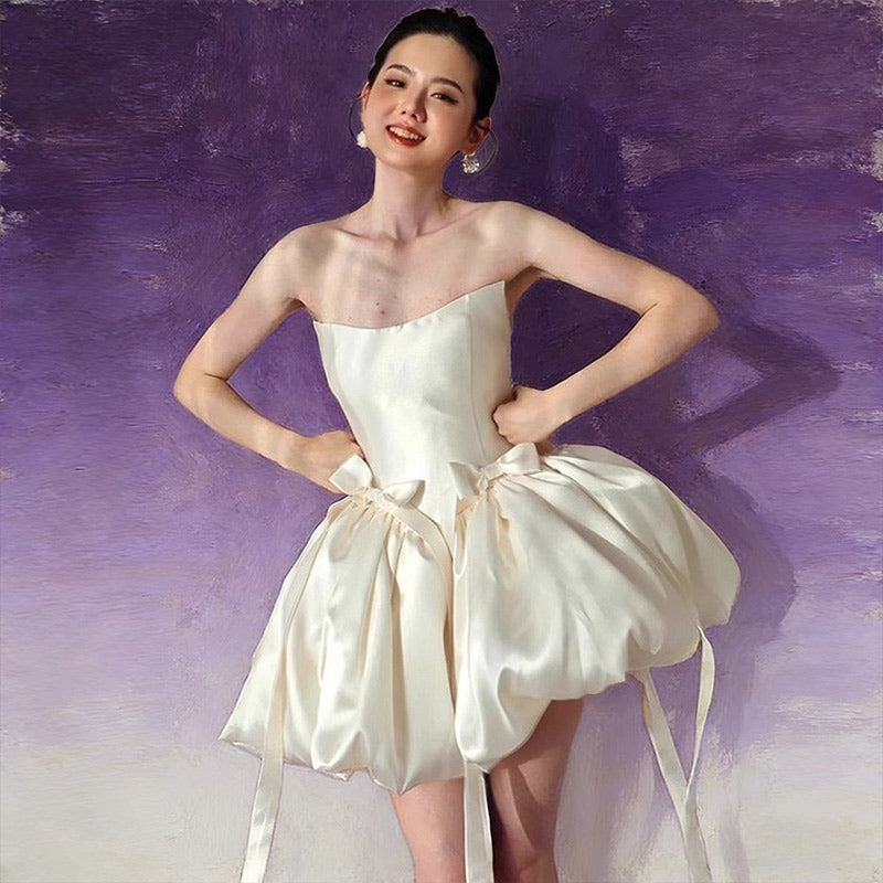 Sexy Brautkleid Kurz Korsage Asymmetrisch Tüll Modern Party Standesamt Hochzeitskleid Weiß 32-44