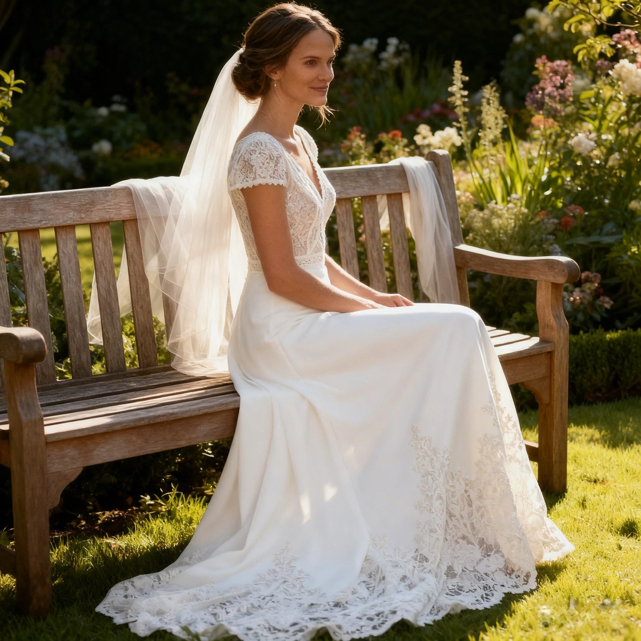 Boho Brautkleid Kurz mit Spitze und V-Ausschnitt – A-Linie Vintage Hochzeitskleid 2-26W