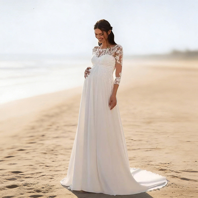 Modern Brautkleid 3D-Blüten Satin Tüll-Einsatz Transparent Edel Standesamt Party Weiß Creme 2-24W