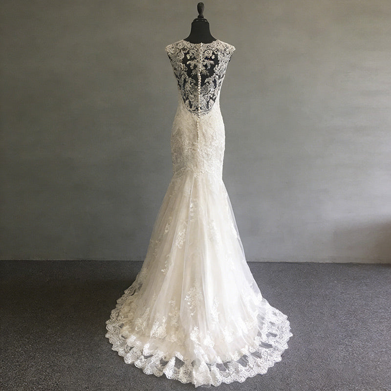 BHstyle Elegantes Ball-Gown A-Linie Spitze V-Ausschnitt Chiffon Edel Anlassmode Strand Weiß Boho 2-24W