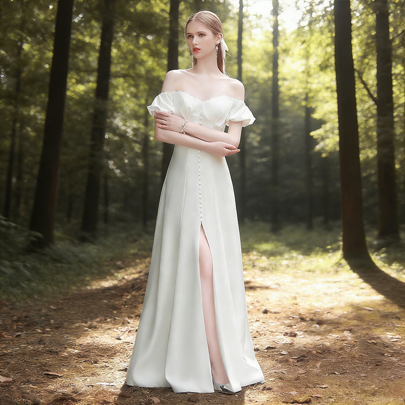 BHstyle Ball-Gown Meerjungfrau Spitze Langarm V-Ausschnitt Edel Retro Anlassmode Weiß Sexy Elegant 2-24W