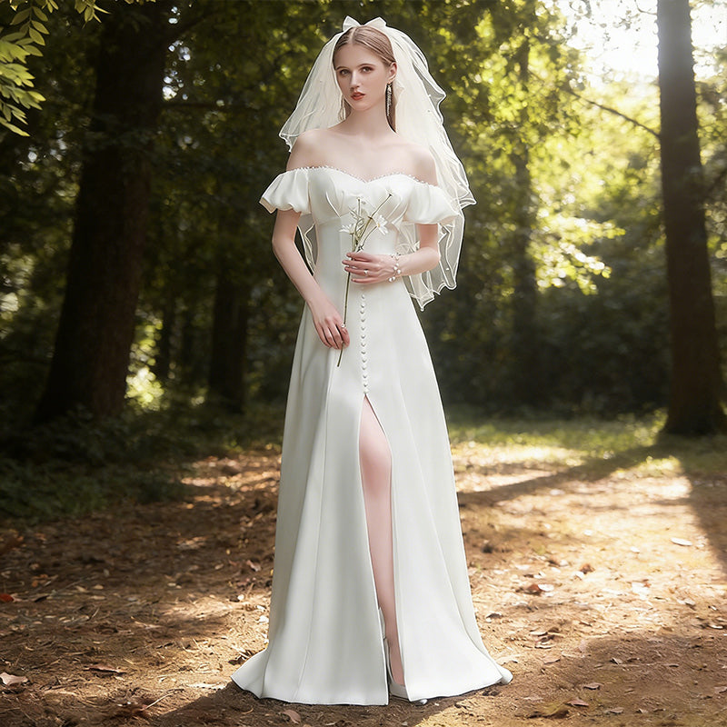 BHstyle Ball-Gown Meerjungfrau Spitze Langarm V-Ausschnitt Edel Retro Anlassmode Weiß Sexy Elegant 2-24W