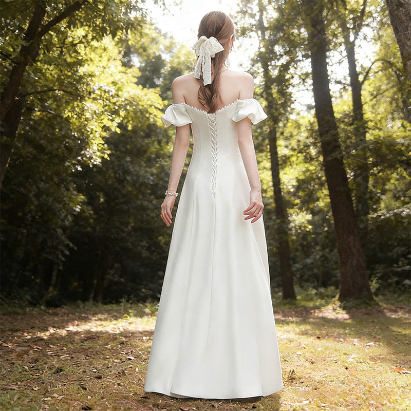 BHstyle Ball-Gown Meerjungfrau Spitze Langarm V-Ausschnitt Edel Retro Anlassmode Weiß Sexy Elegant 2-24W