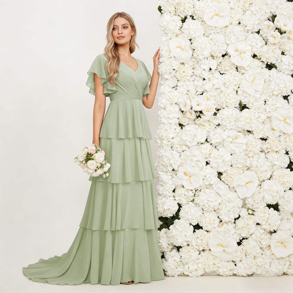 BHstyle Ball-Gown Prinzessin Trägerlos Edel Stickerei Tüll Hochzeit Romantisch Ballkleid Modern Hellgrün 2-24W