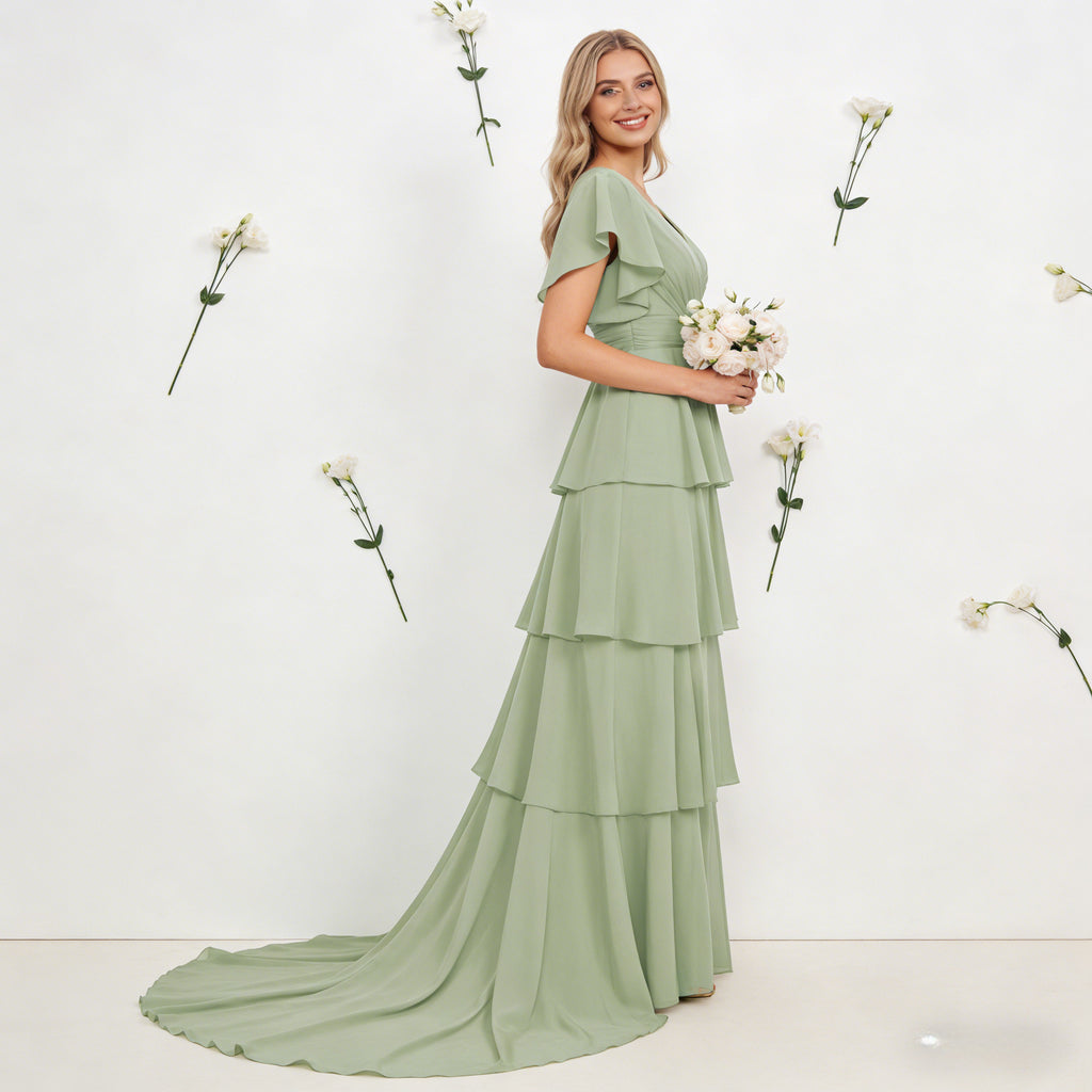 BHstyle Ball-Gown Prinzessin Trägerlos Edel Stickerei Tüll Hochzeit Romantisch Ballkleid Modern Hellgrün 2-24W