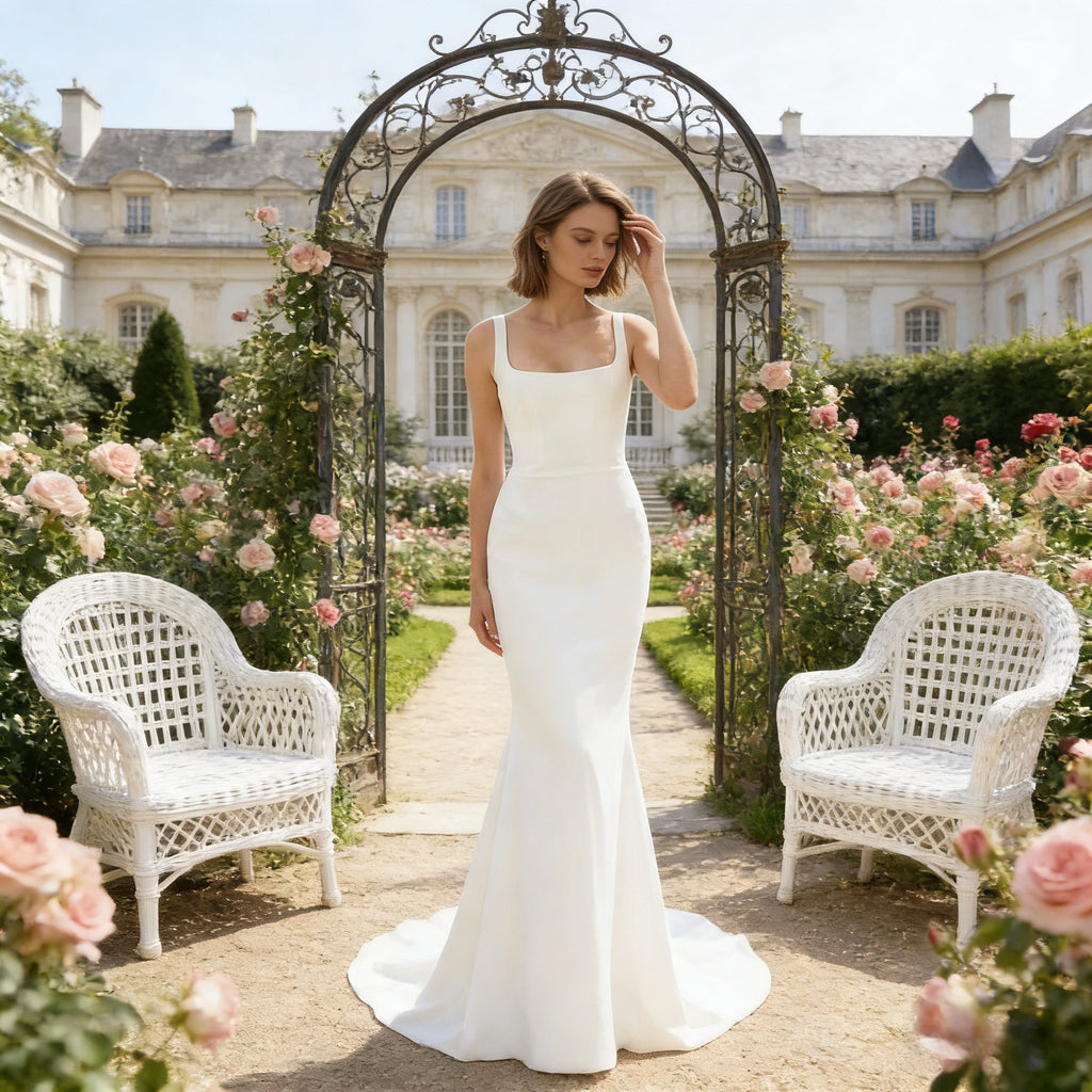 BHstyle Ball-Gown Weiß Satin Edel Meerjungfrau Anlassmode Sexy Elegant Modern Schlicht Hochzeit 2-24W