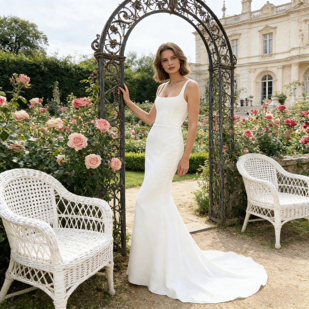 BHstyle Ball-Gown Weiß Satin Edel Meerjungfrau Anlassmode Sexy Elegant Modern Schlicht Hochzeit 2-24W