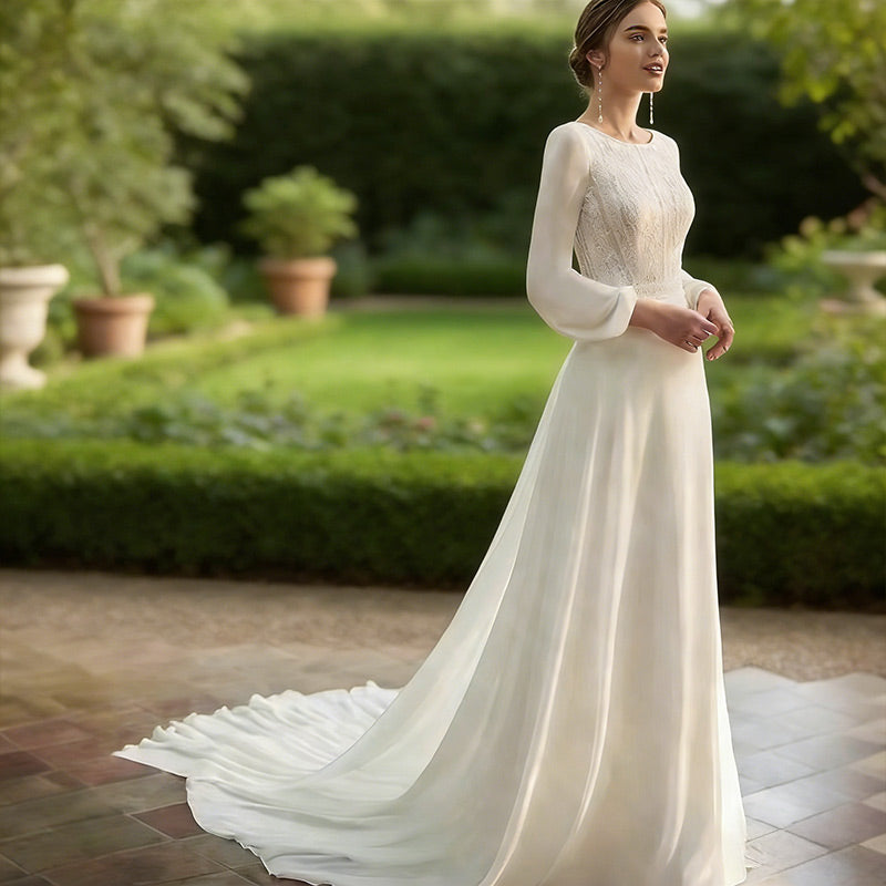 A-Linie Brautkleider mit Neckholder Ausschnitt und Floralem Spitzenoberteil 2-24W