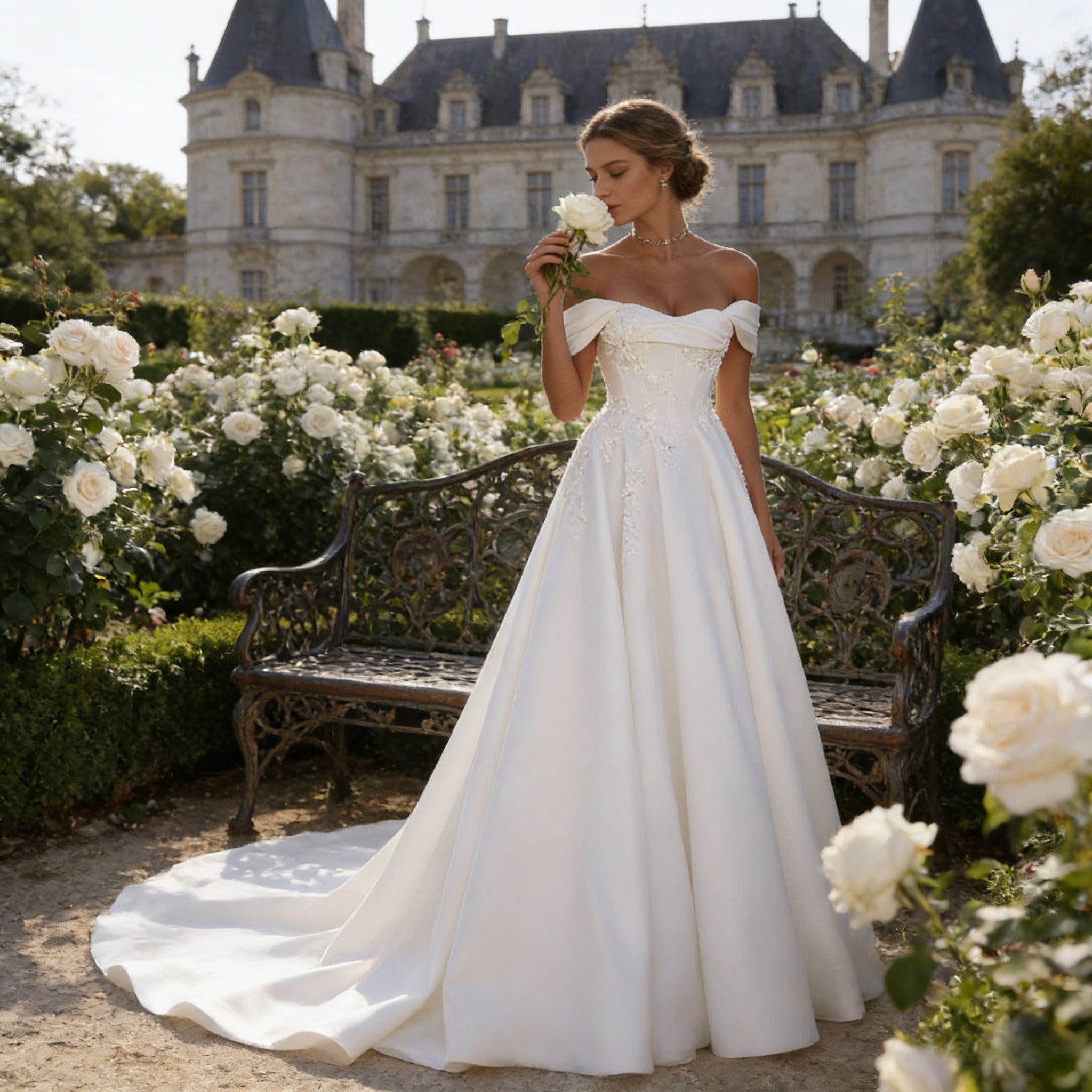 BHstyle Ball-Gown Weiß Tüll Schleife Herz-Ausschnitt Edel Anlassmode Romantisch Sexy Modern Elegant 2-24W