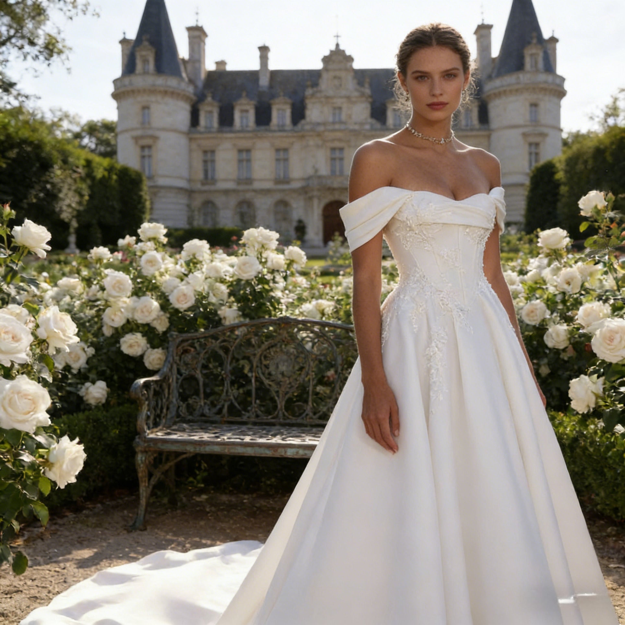 BHstyle Ball-Gown Weiß Tüll Schleife Herz-Ausschnitt Edel Anlassmode Romantisch Sexy Modern Elegant 2-24W