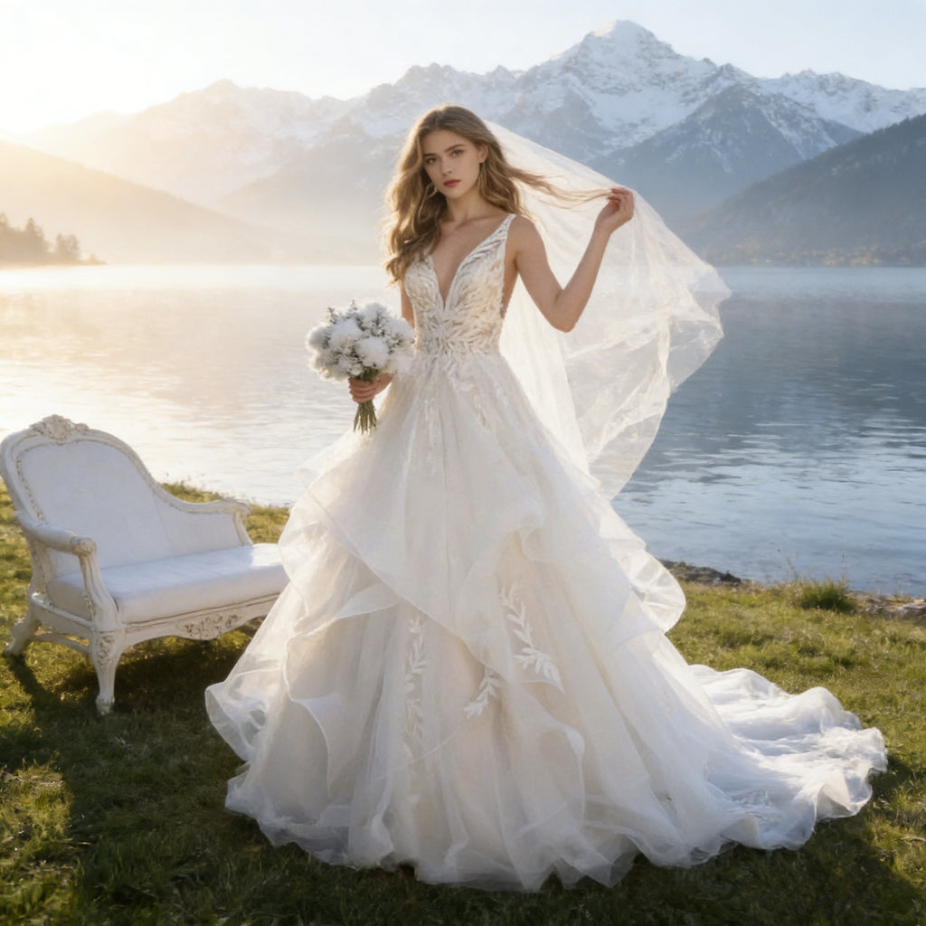BHstyle Ball-Gown Weiß A-Linie Edel Einseitiger Ärmel Cut-Out Sexy Anlassmode Modern Elegant Puristisch
