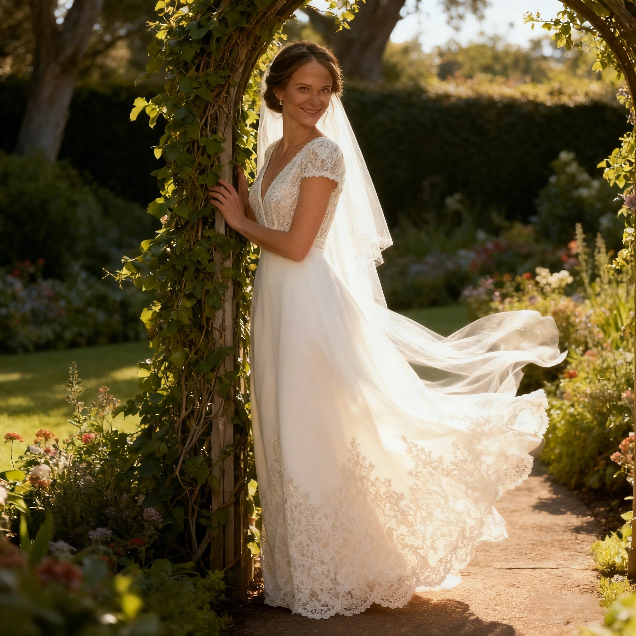 Boho Brautkleid Kurz mit Spitze und V-Ausschnitt – A-Linie Vintage Hochzeitskleid 2-26W