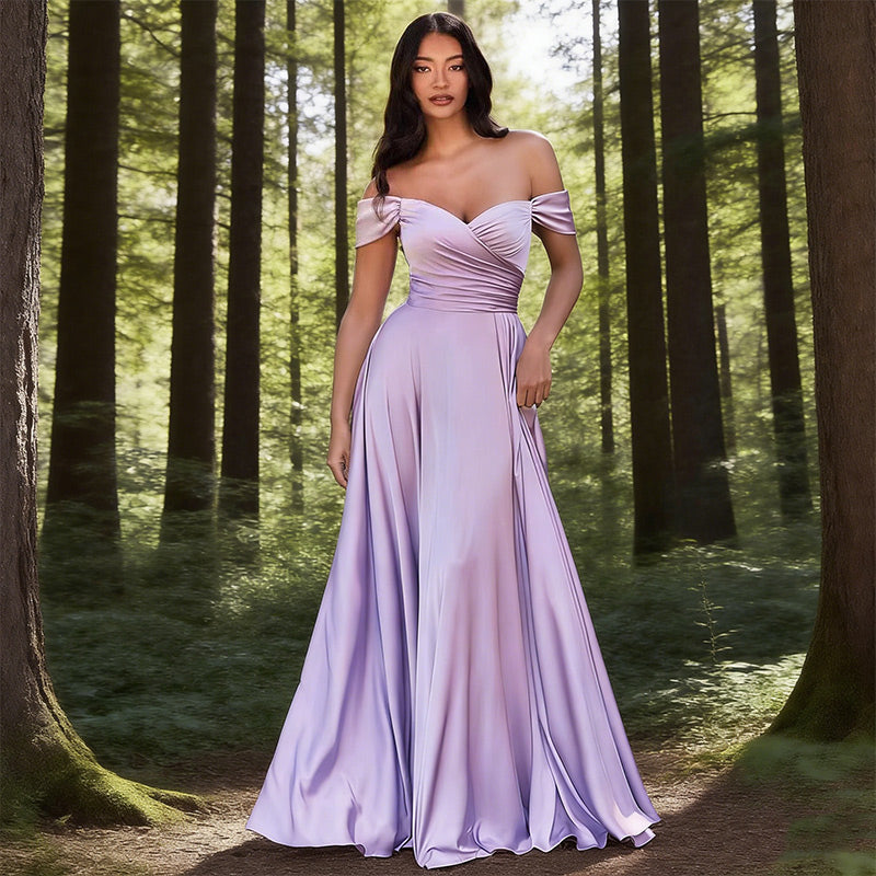 BHstyle Abendkleid Spitze Langarm Schleppe Edel Retro Lila Anlassmode Kirche Sexy Luxus 2-24W