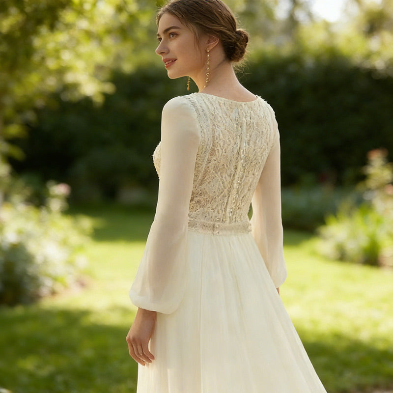 A-Linie Brautkleider mit Neckholder Ausschnitt und Floralem Spitzenoberteil 2-24W