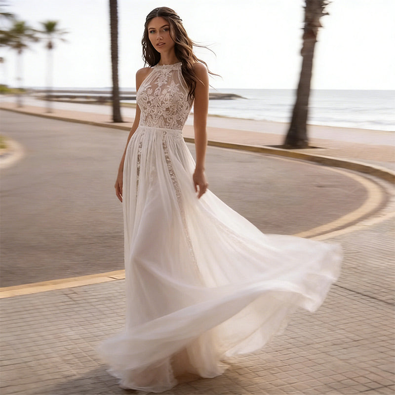 Glamouröses Abendkleid mit Pailletten und hohem Beinschlitz in A Linie 2-26W